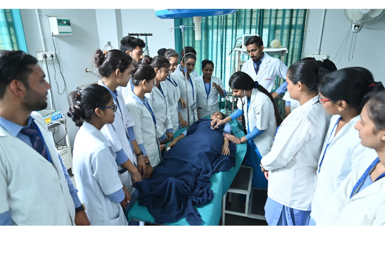 GNM and ANM students of HLM Nursing College, Ghaziabad in clinical training at a hospital bedside